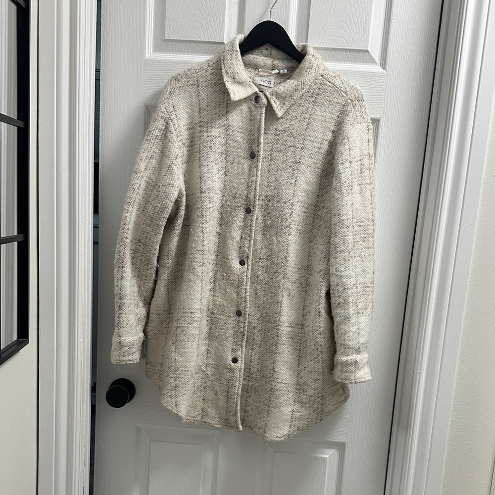 Cream Button-Up Shirt Jacket